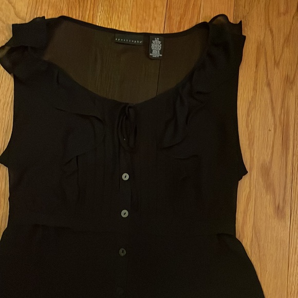 Apostrophe sleeveless, round neckline black chiffon top. Size L. Front buttons . - Picture 15 of 17